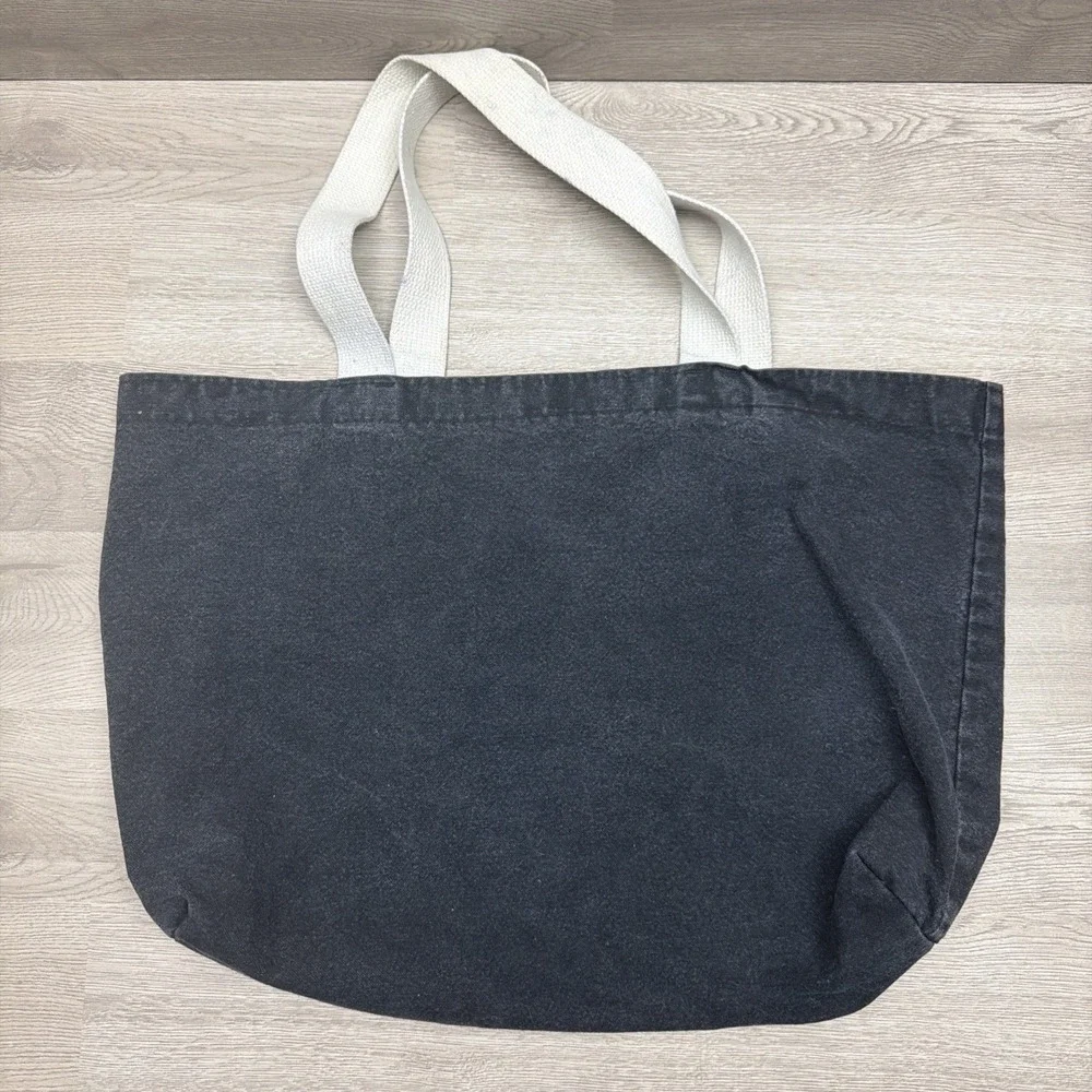 Bay Side Black Canvas Tote Bag Made In USA Graphic‎ Tee Design 100% Cotten 20x14